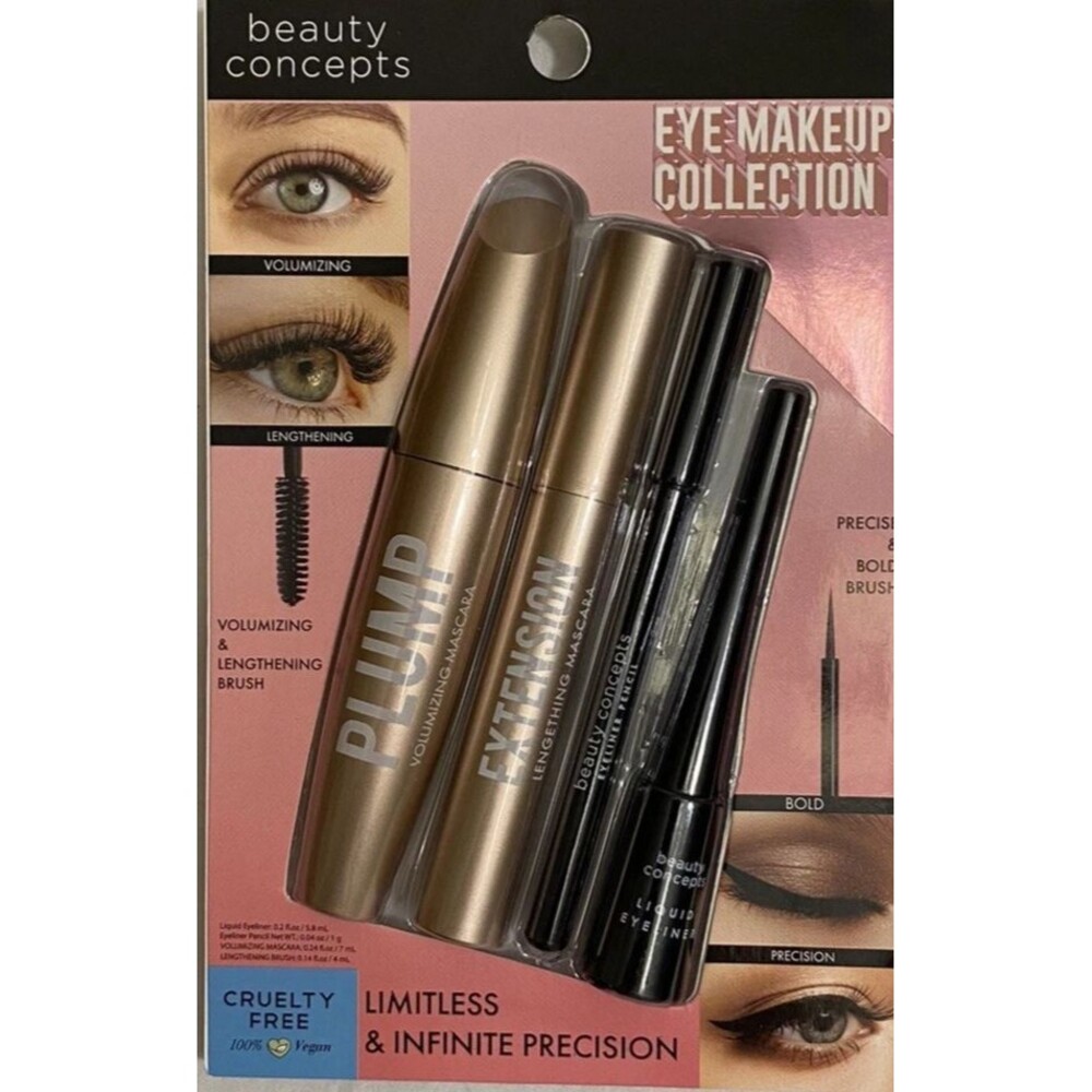 Beauty Concepts Eye Makeup Collection Jet Black Volume-Length 4 Piece NEW
